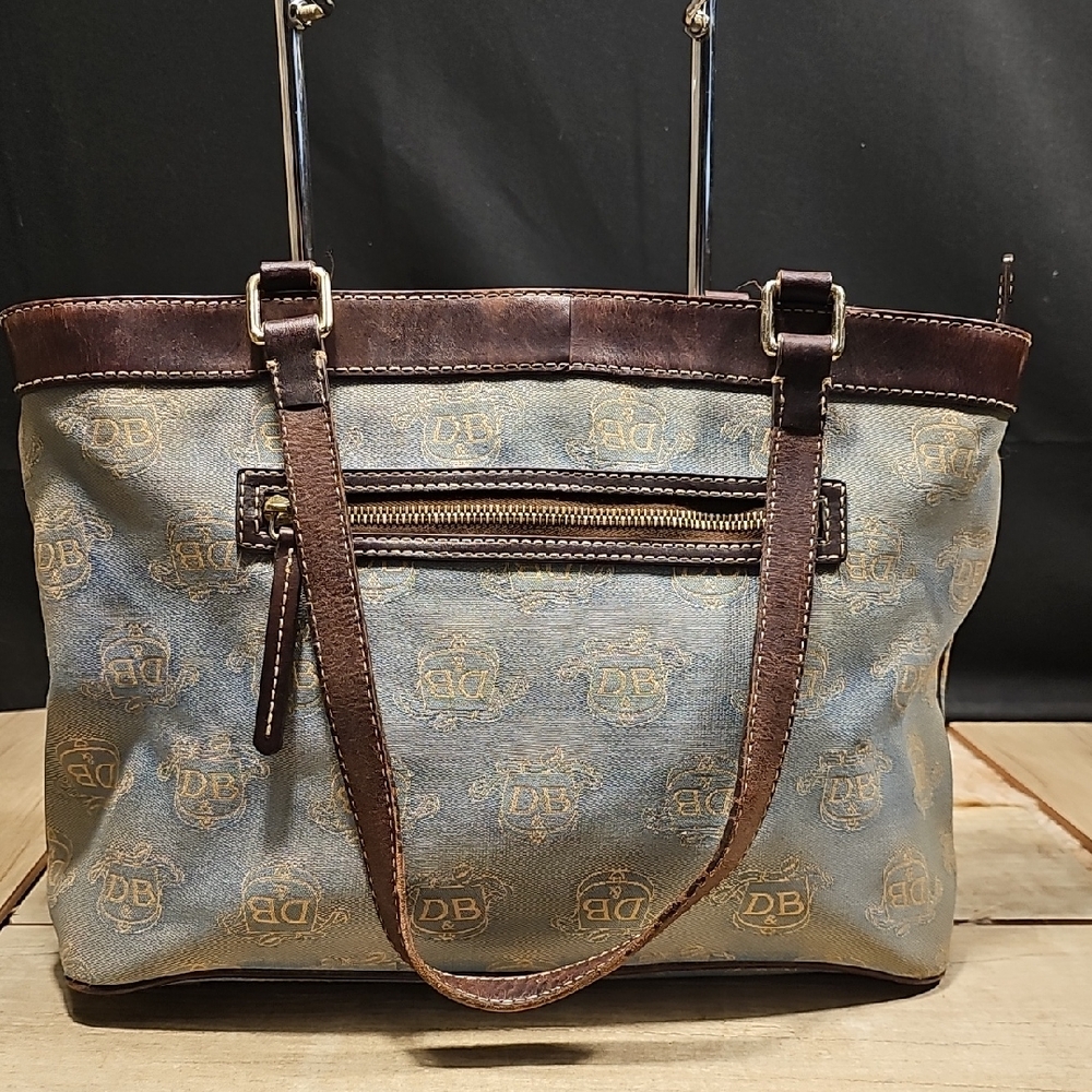 Dooney & Bourke Monogrammed Blue and Brown Shoulder Bag